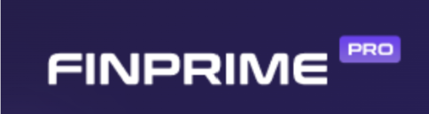 Finprime PRO logo in white and purple on a dark background.